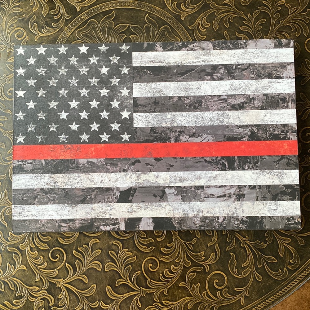 Firefighters American flag picture with Bible verse